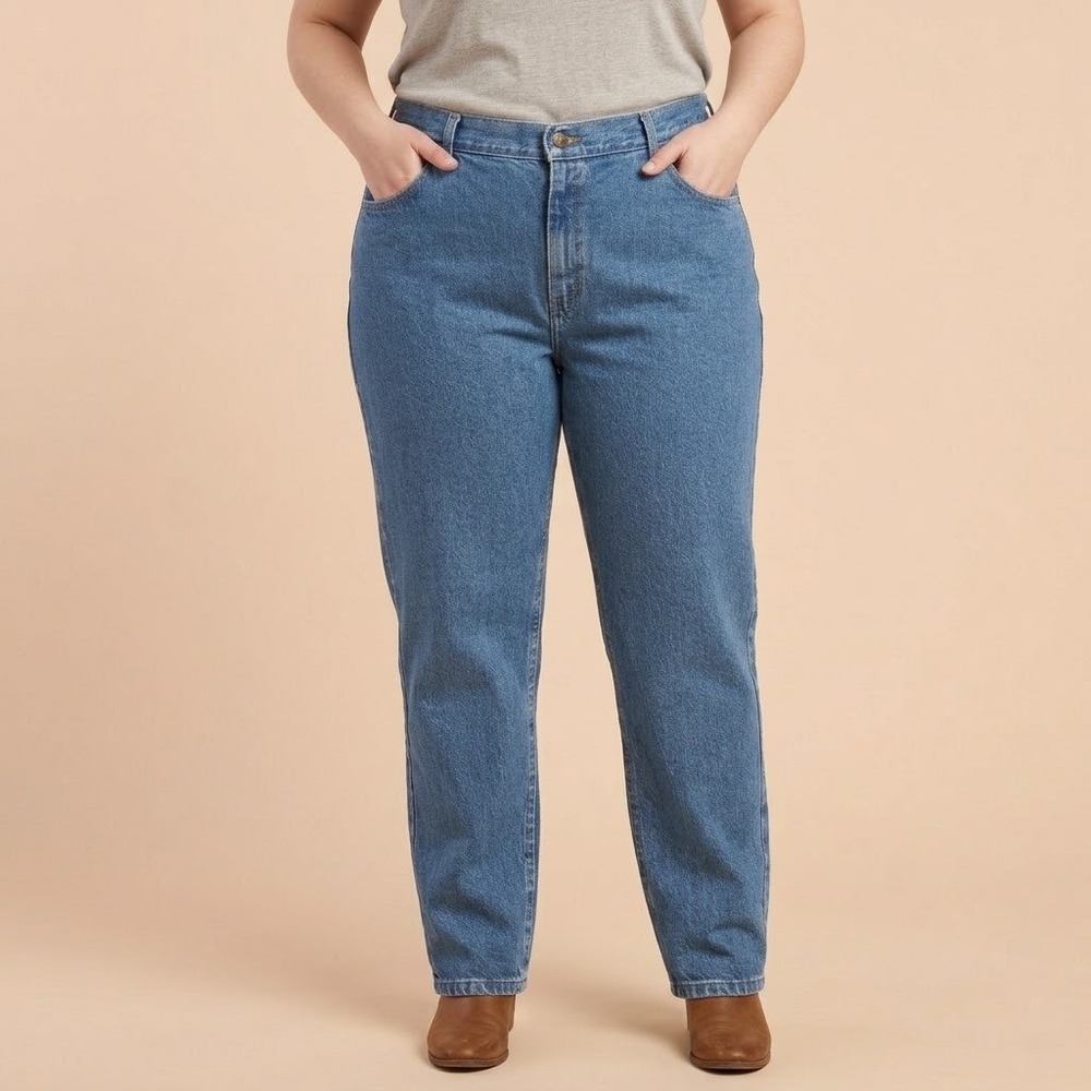 Lee Original Jeans Women's‎ 18P Blue Denim High Rise Straight Leg